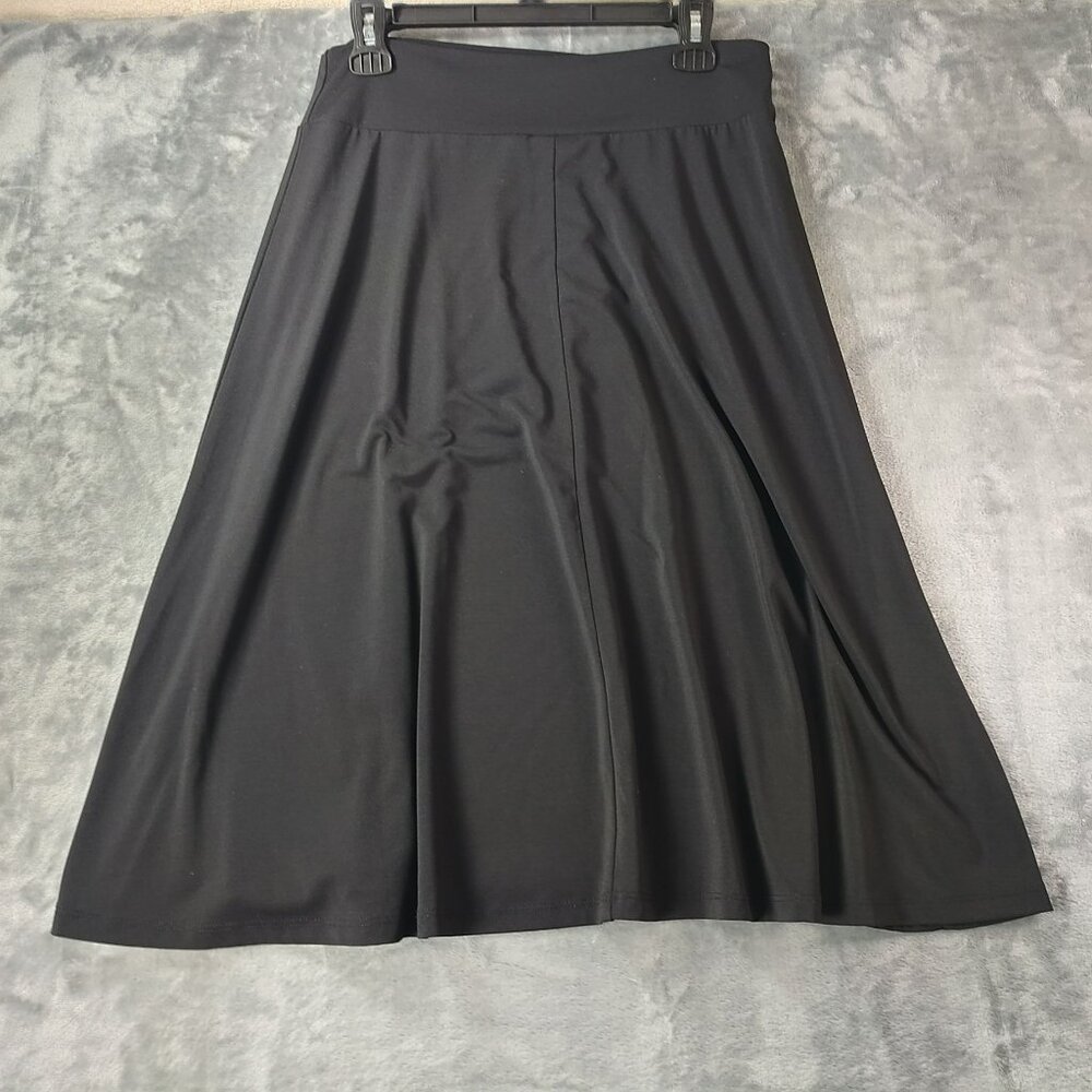 Cato Womens Black A Line Midi Skirt Size Large Stretch Knit Casual Work Travel - Picture 5 of 7
